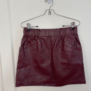 Wild Fable Burgundy Leather Mini Skirt with Pockets